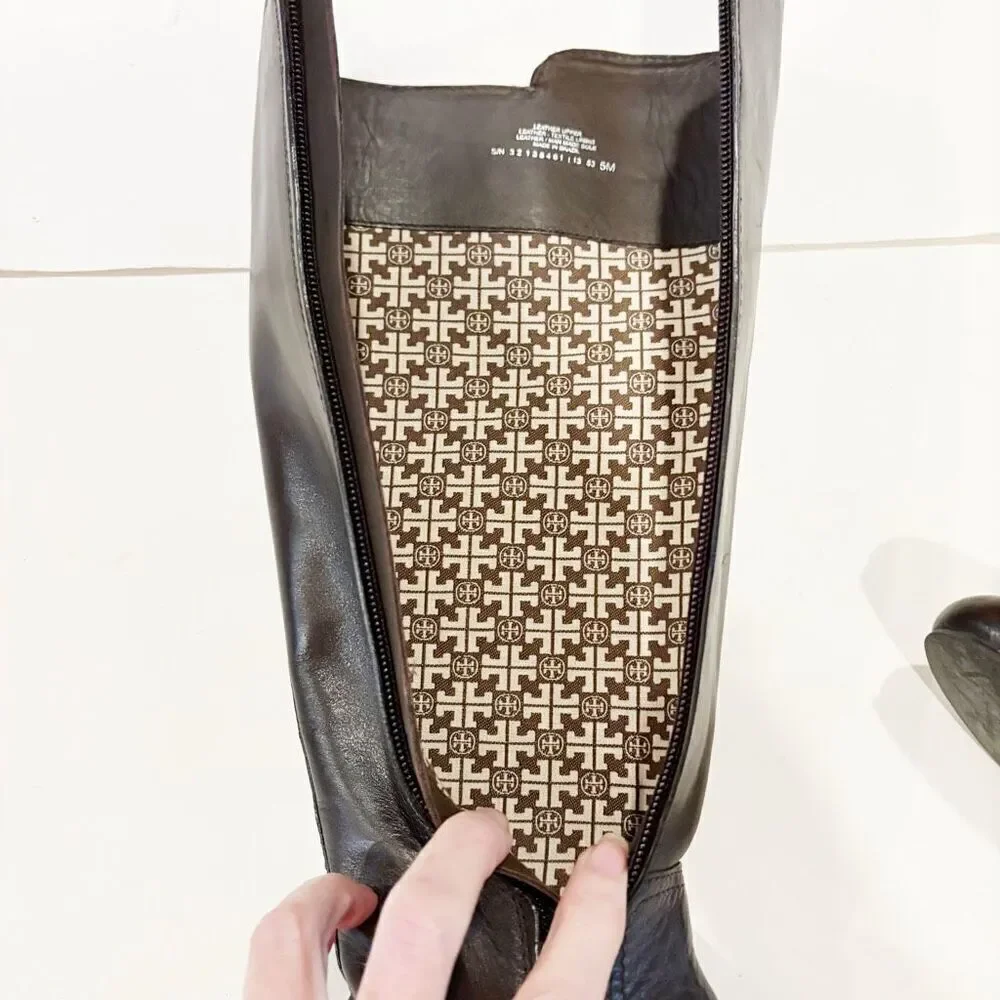 Tory Burch Jess Riding Boots Size 5 Brown Leather Equestrian